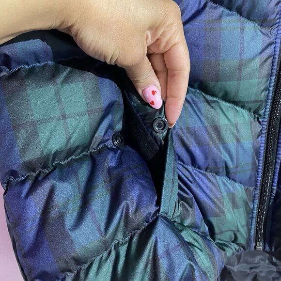 Lands End Vest Womens XL Green Quilted Down Tartan Plaid Outdoors Granola Girl - Picture 8 of 11